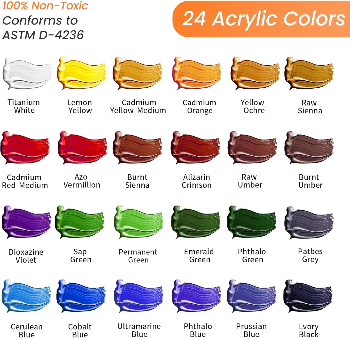 Falling in Art Acrylic Paint Set, Canvas Painting Kit with 24 Acrylic Paints, Nylon Brushes for Kids, Adults, Beginners, Hobbyists, Artists, 31 Pieces Set