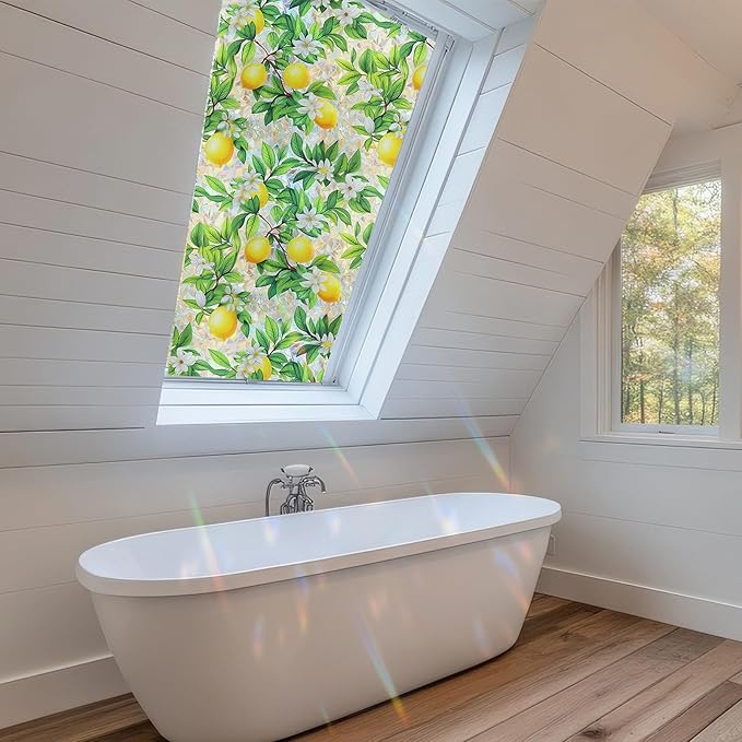 Window Privacy Film Home Room Bathroom Spring Decor Car Decorations One Way Privacy Window Clings Decals Tint Door Cover Rainbow Renter Friendly Stickers Static Cling Stained Glass Windows