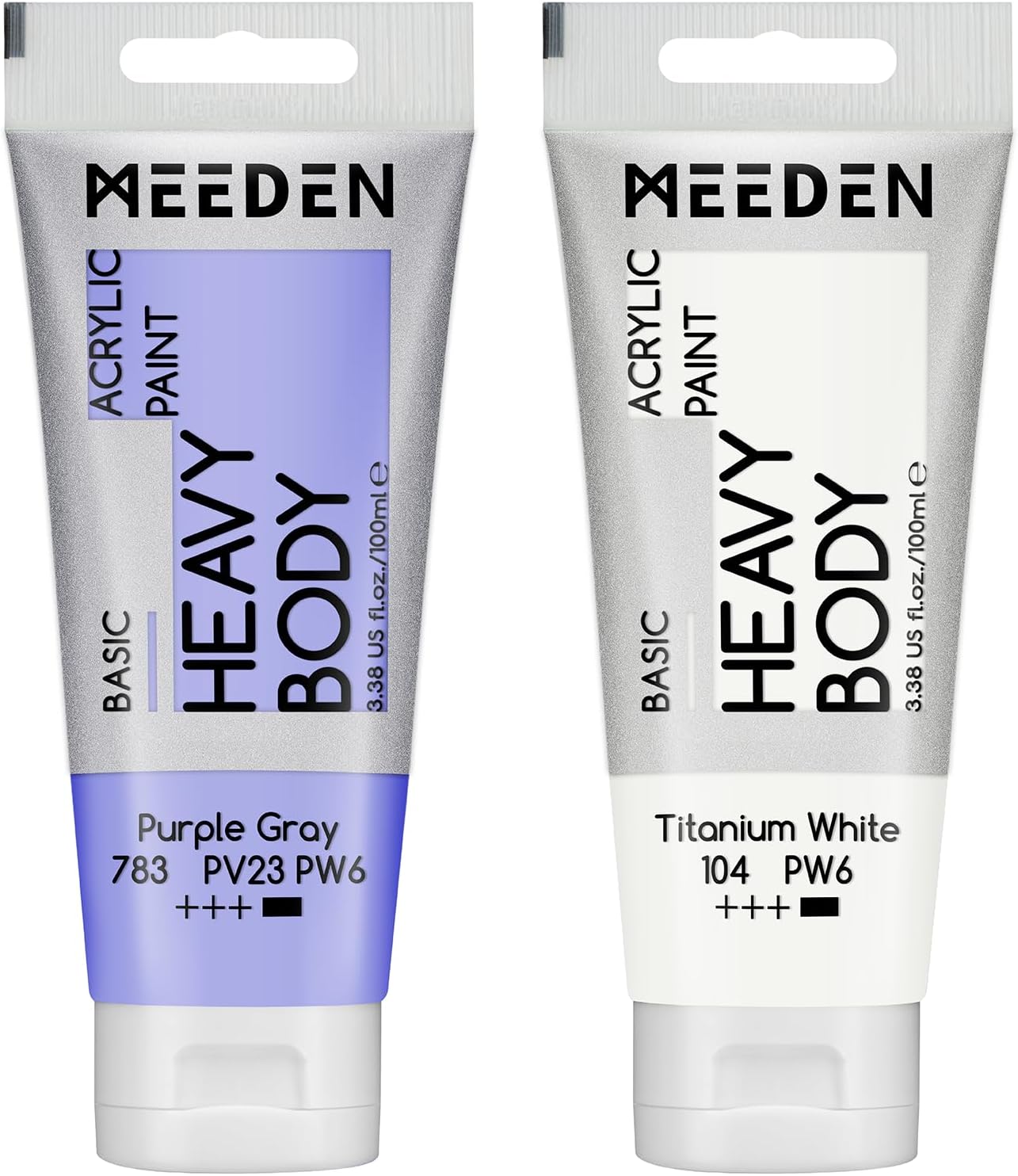 MEEDEN Acrylic Paint Purple Gray: Bundled with Titanium White Color - 100ml/3.38oz x 2 Bulk Heavy Body Acrylic Paint Tubes for Art Craft Painting