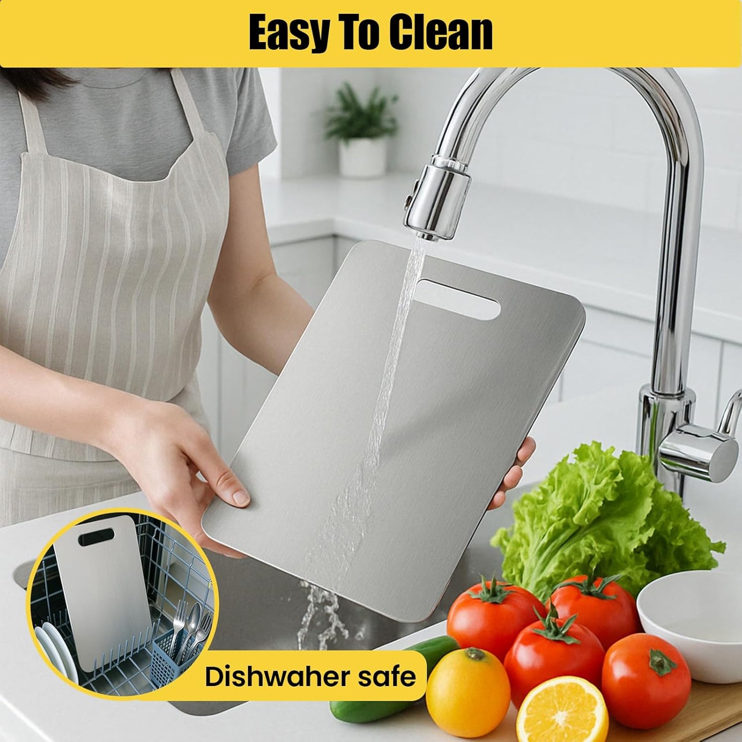 Titanium Cutting Board, 100% Pure Titanium Chopping Board for Kitchen, Hygiene & Durability Double Sided Cutting Board, Non toxic Chopping Board, Dishwasher Safe (15.7“ x 10.8”)