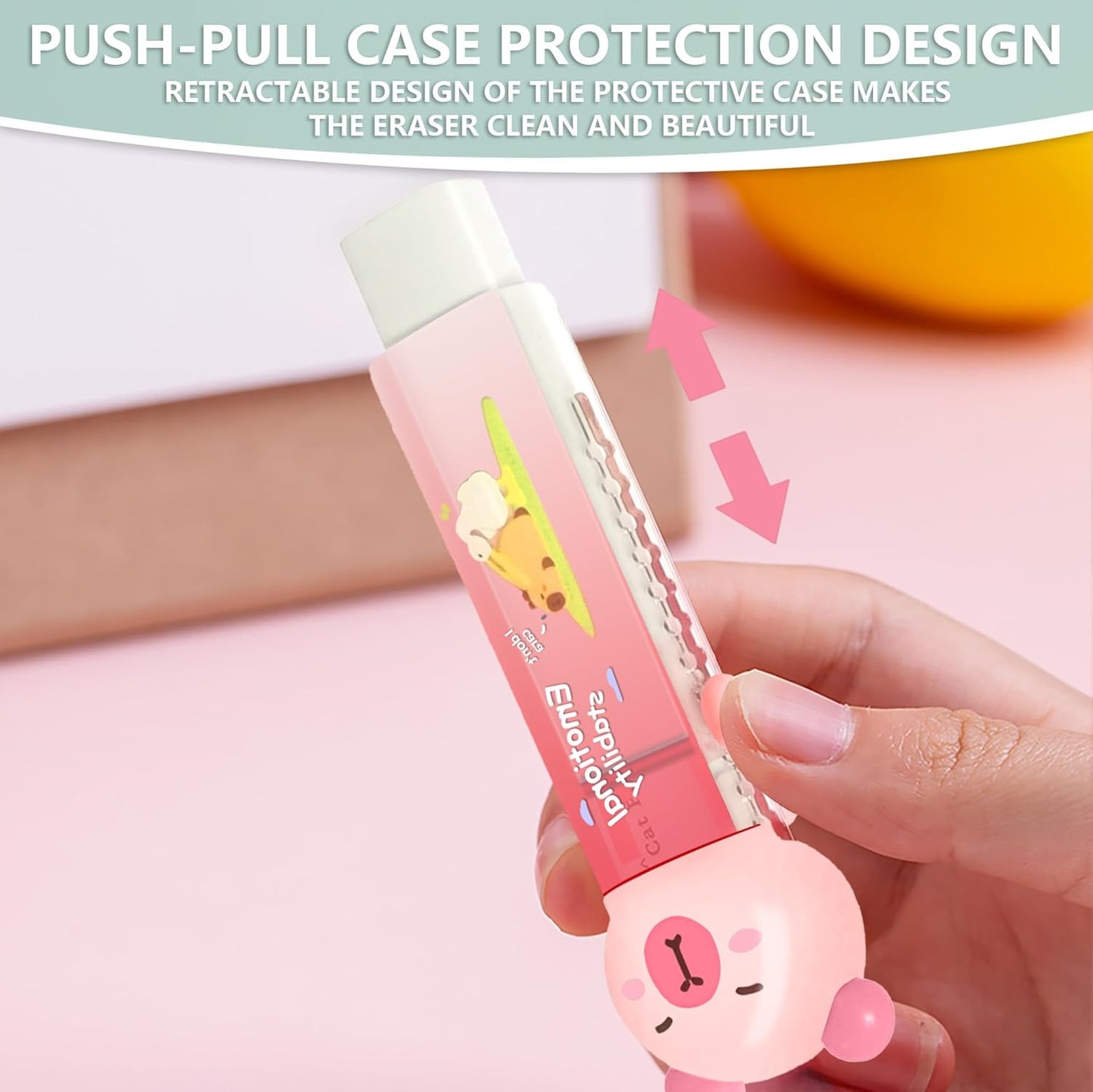 3Pcs Retractable Pencil Erasers, Cute Erasers,Kawaii Capybara Eraser,Suitable for School Home Office Supplies