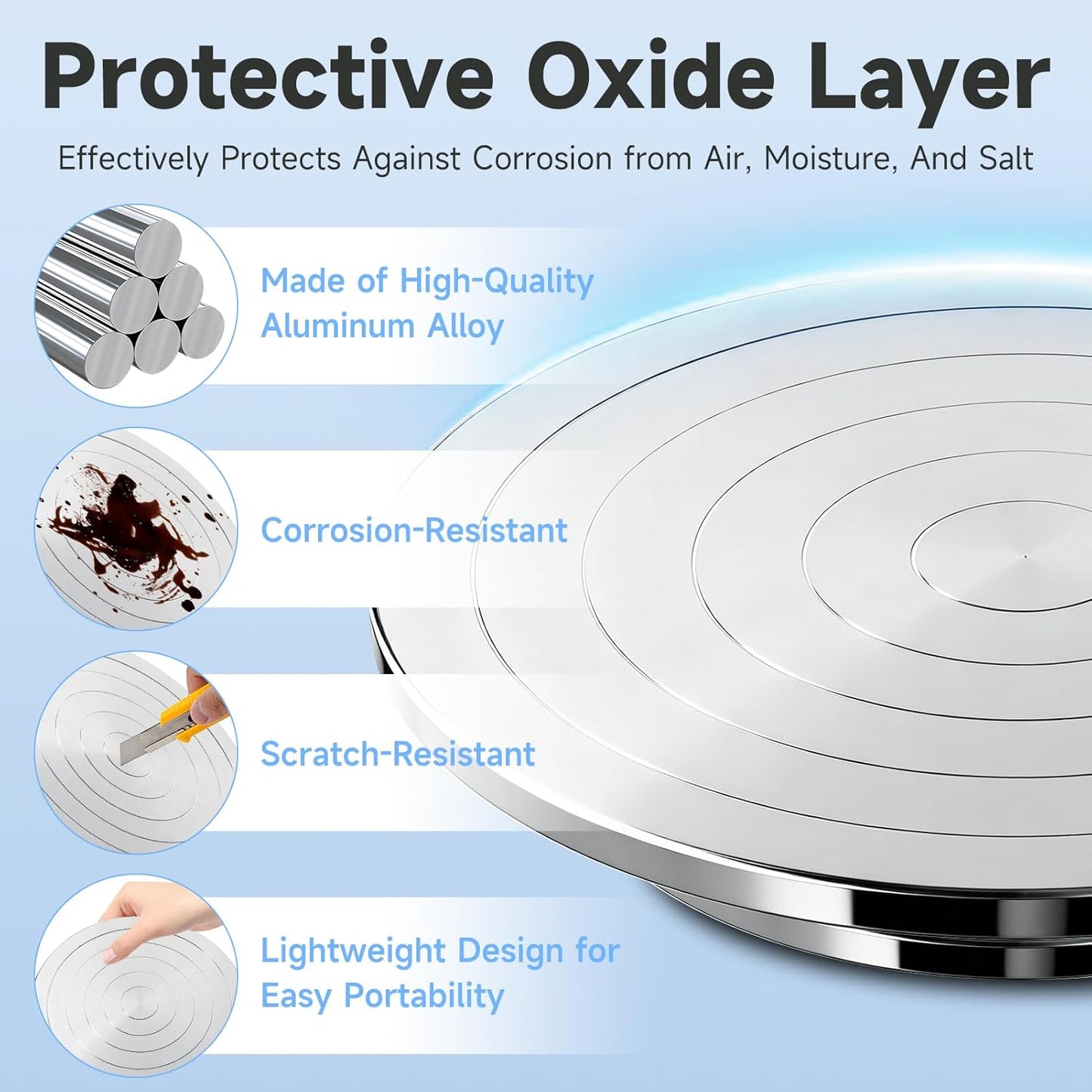 Kartols 12 Inch Sculpting Wheel, Double-Sided Pottery Turnable Wheel Aluminium Alloy Heavy Duty Metal Banding Wheel with Ball Bearings for Ceramics Model Making Clay Modeling Cake Decor Paint Spraying