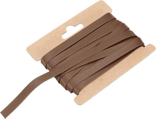 MECCANIXITY Double Fold Bias Tape for Sewing 1/3 Inch x 6 Yards Satin Pre-fold Continuous Binding Tape for Seaming Quilting Hemming Binding DIY Crafts, Coffee