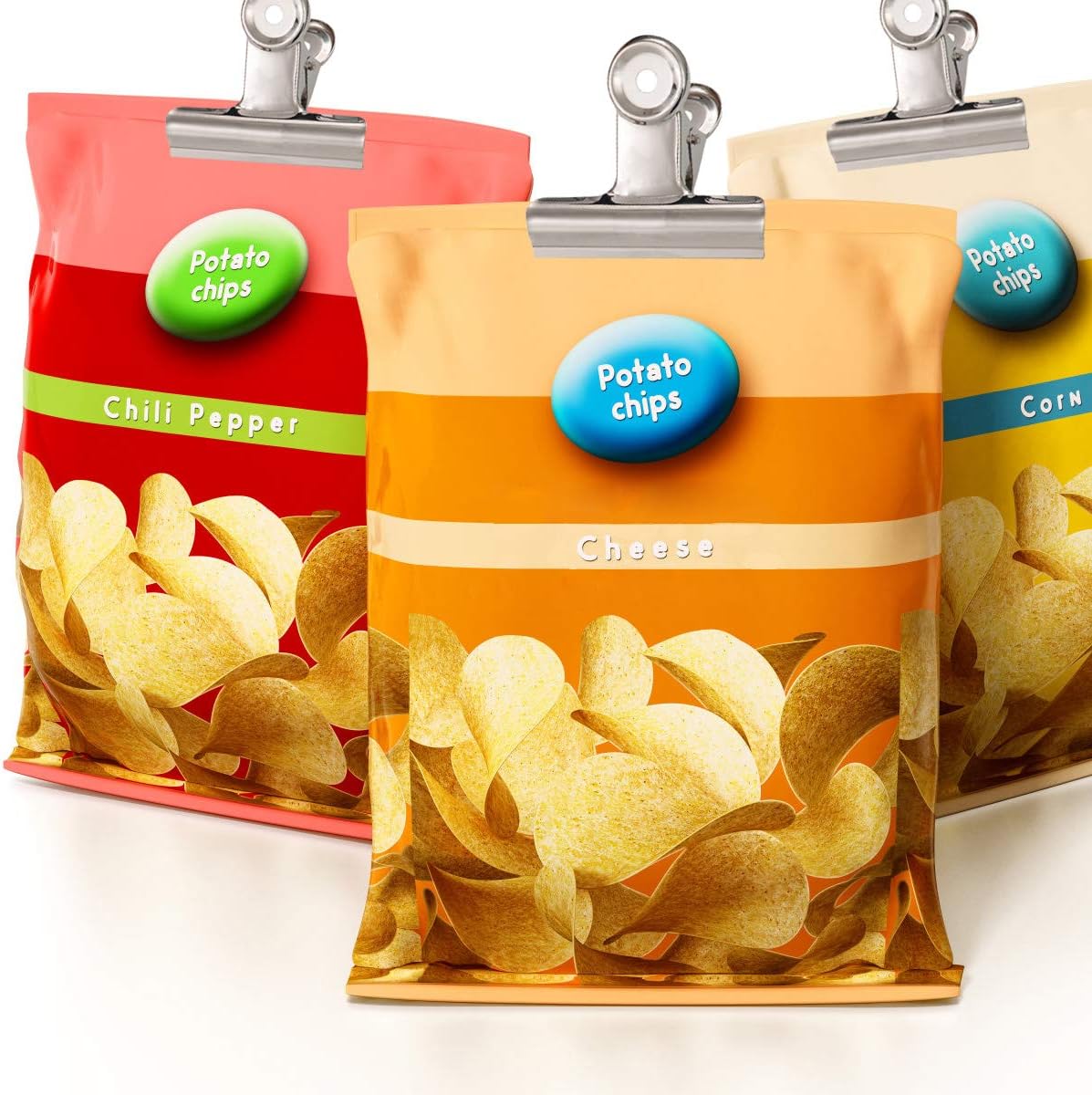 Coideal Silver Metal Hinge Clips - 20 Pack 2 Inch Large Bull Binder Paper Clips Clamp for Office Pictures Photos, Kitchen Food Bags (50mm)