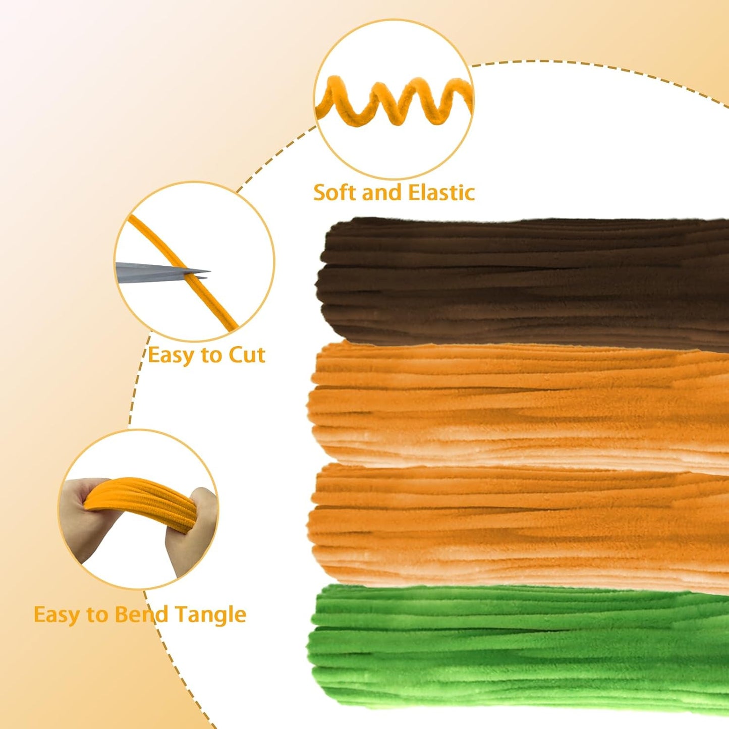 LOLEDE 400Pcs Pipe Cleaners Craft Kit, 3 Colors Chenille Stems for DIY Artificial Flower Making with Floral Wires, Gardening Tape, LED String Lights, Pearl Beads & Ribbon (Yellow)