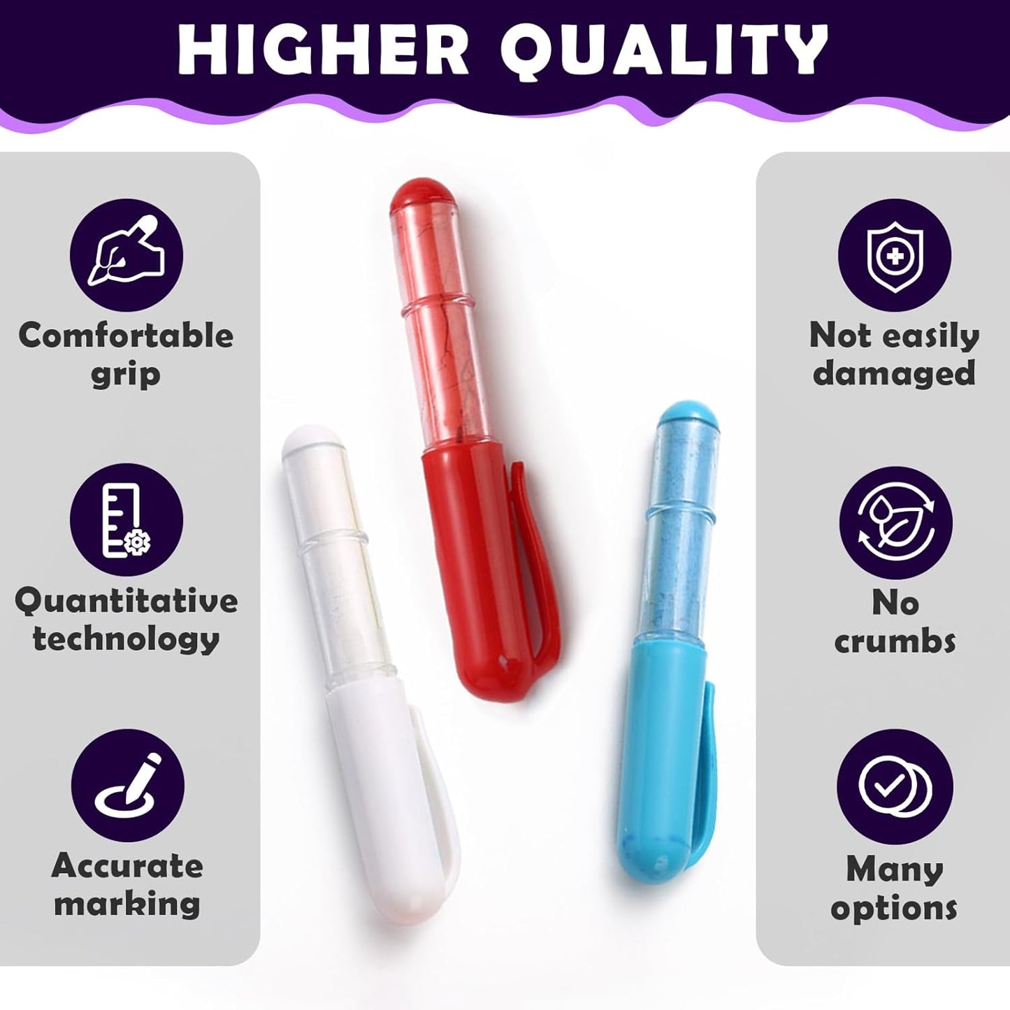 3PCS Sewing Chalk for Fabric, Wipeable and Washable Fabric Chalk for Sewing, Tailors Chalk for Fabric Etailed Marking on Fabrics, Cottons, Leathers - Blue, White, Red