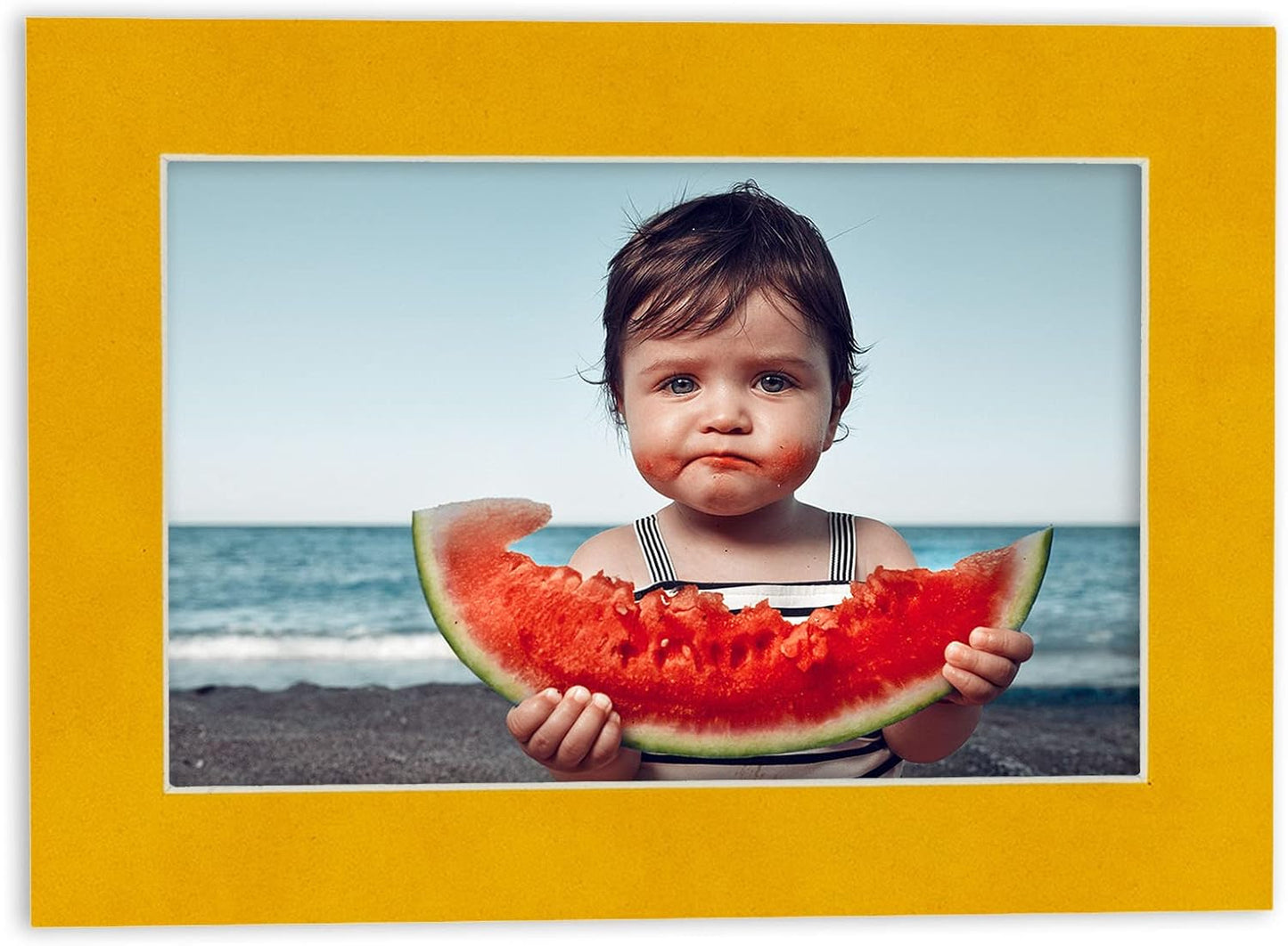 8x10 Mat Bevel Cut for 6x8 Photos - Acid Free Bright Yellow Precut Matboard With Backing Board and Crystal Clear, Self Seal Photo Mat Bag - For Pictures, Photos, Framing - 4-ply Thickness