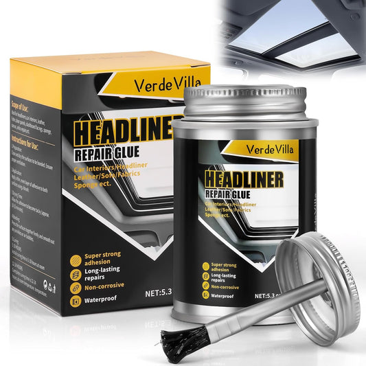 Headliner Repair Glue, Car Headliner Adhesive with Brush, Car Roof Liner Fabric Adhesive, Upholstery Glue for Cars,Headliner Repair Kit, Suitable for Automotive interiors, Fabric, Leather,150ml