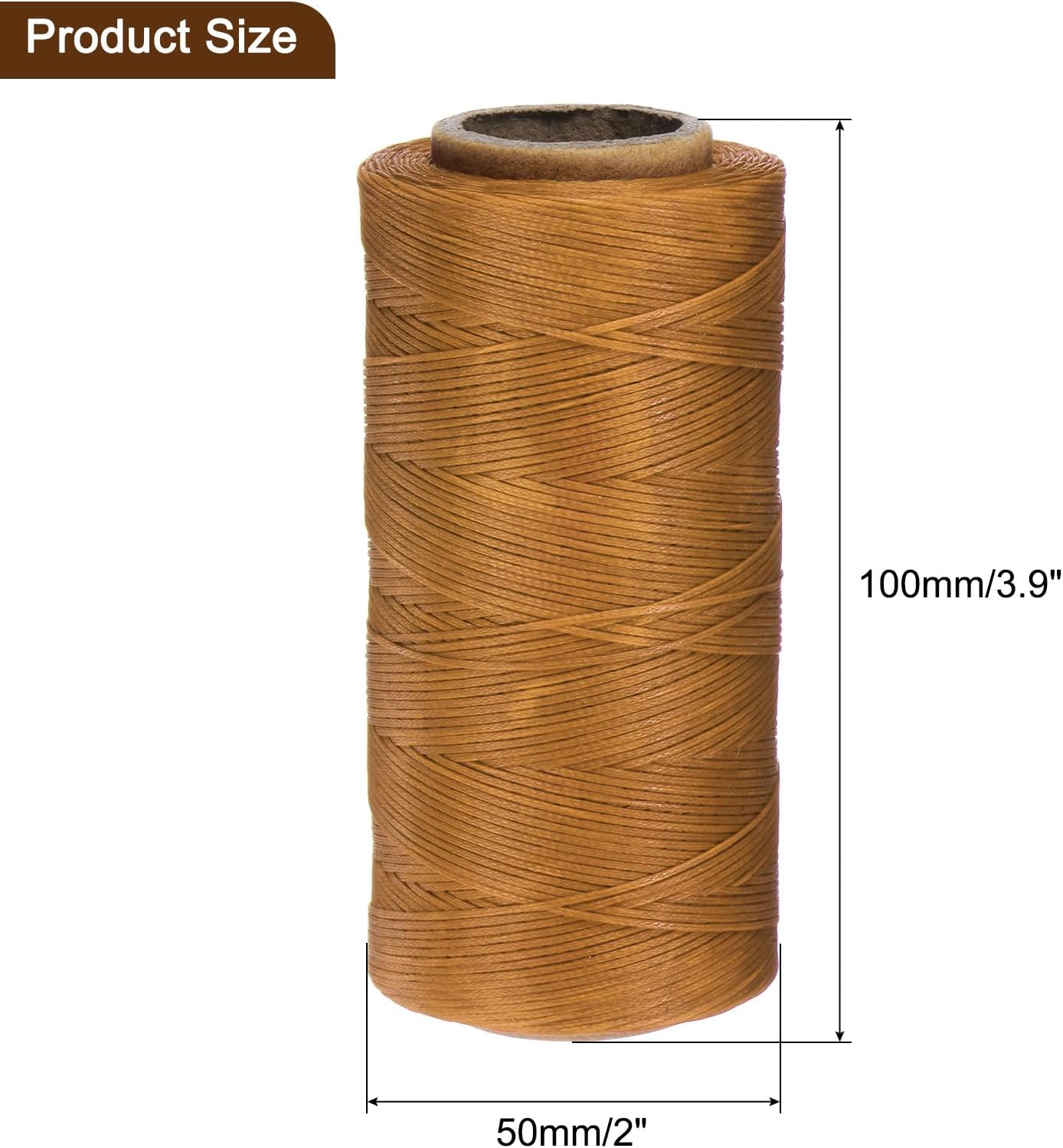 uxcell 150D 0.8mm Flat Waxed Thread 284 Yards Polyester Leather Sewing Waxed String Hand Stitching Cord for Leather Stitching Sewing Bookbinding DIY Craft Golden Yellow