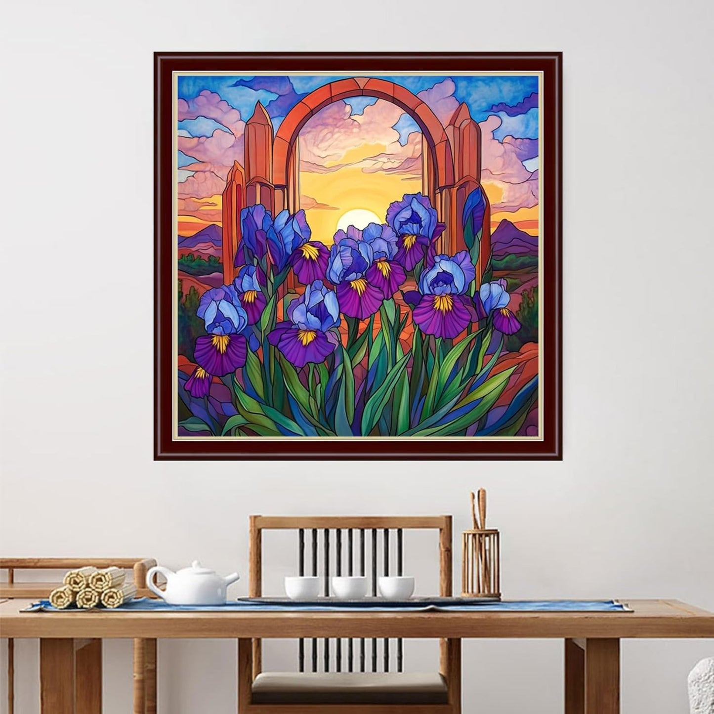 Dimensean Stamped Cross Stitch Kits Full Range of Embroidery Patterns Starter Kits for Beginners Adult or Kids DIY Cross Stitches Needlepoint Kits 11CT-Sunrise Oriole Tail Flower 18x18 inch