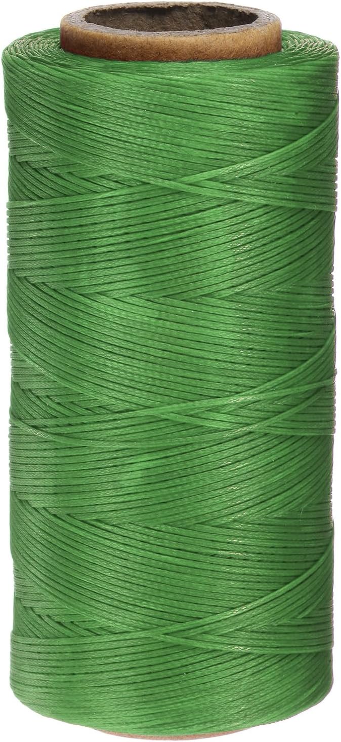 uxcell 150D 0.8mm Flat Waxed Thread 284 Yards Polyester Leather Sewing Waxed String Hand Stitching Waxed Cord for Leather Stitching Sewing Bookbinding DIY Craft Green