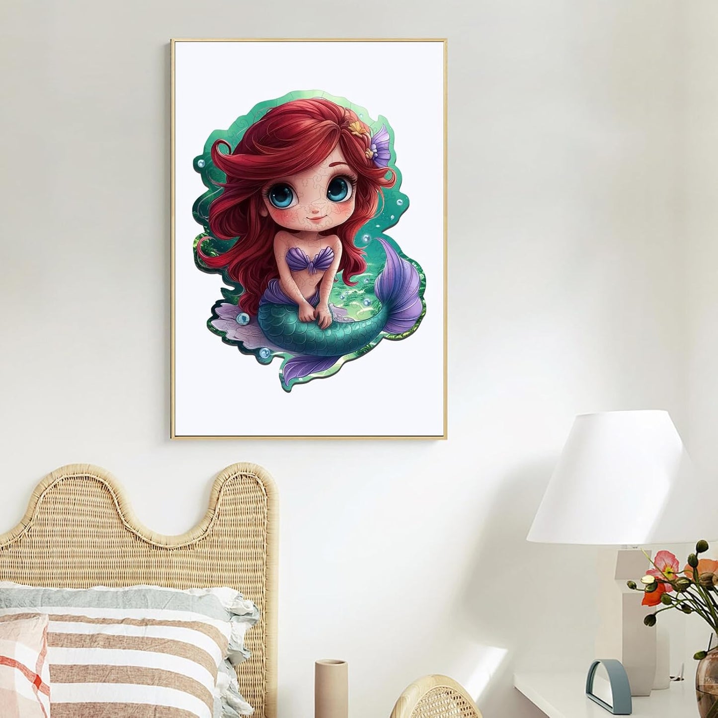 Wooden Puzzles for Adult and Kids, 100 Pieces Ocean Puzzle, Mermaid Unique Shaped Wooden Preschool Puzzle, Toddler Wooden Puzzle Toy Gift for Family and Friends, Suitable for Family Games