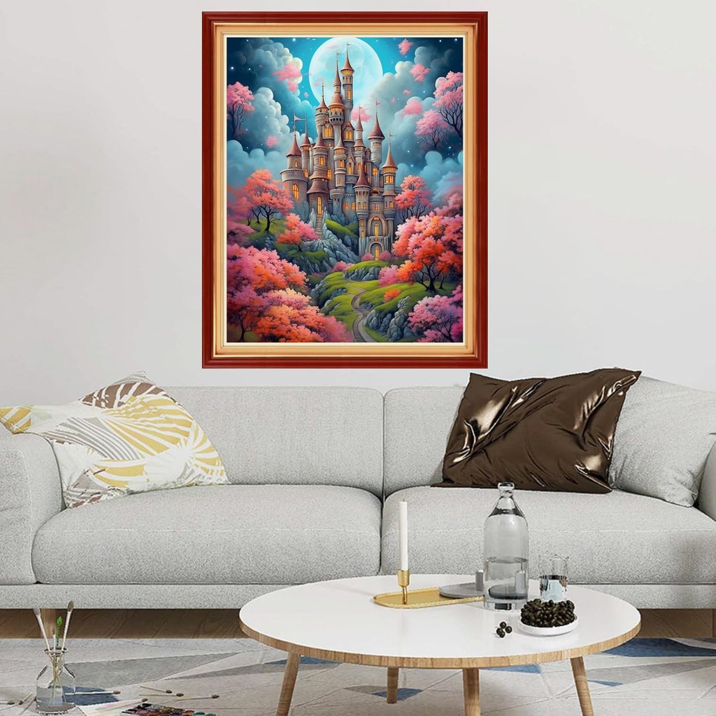 Dimxvean Stamped Cross Stitch Kits,Cross Stitch Kits for Adults Beginners,Embroidery Kits Full Range of Cross Stitch Stamped Kits Needlepoint Kits Cross Stitch Patterns-Magic Castle 16x20 inch