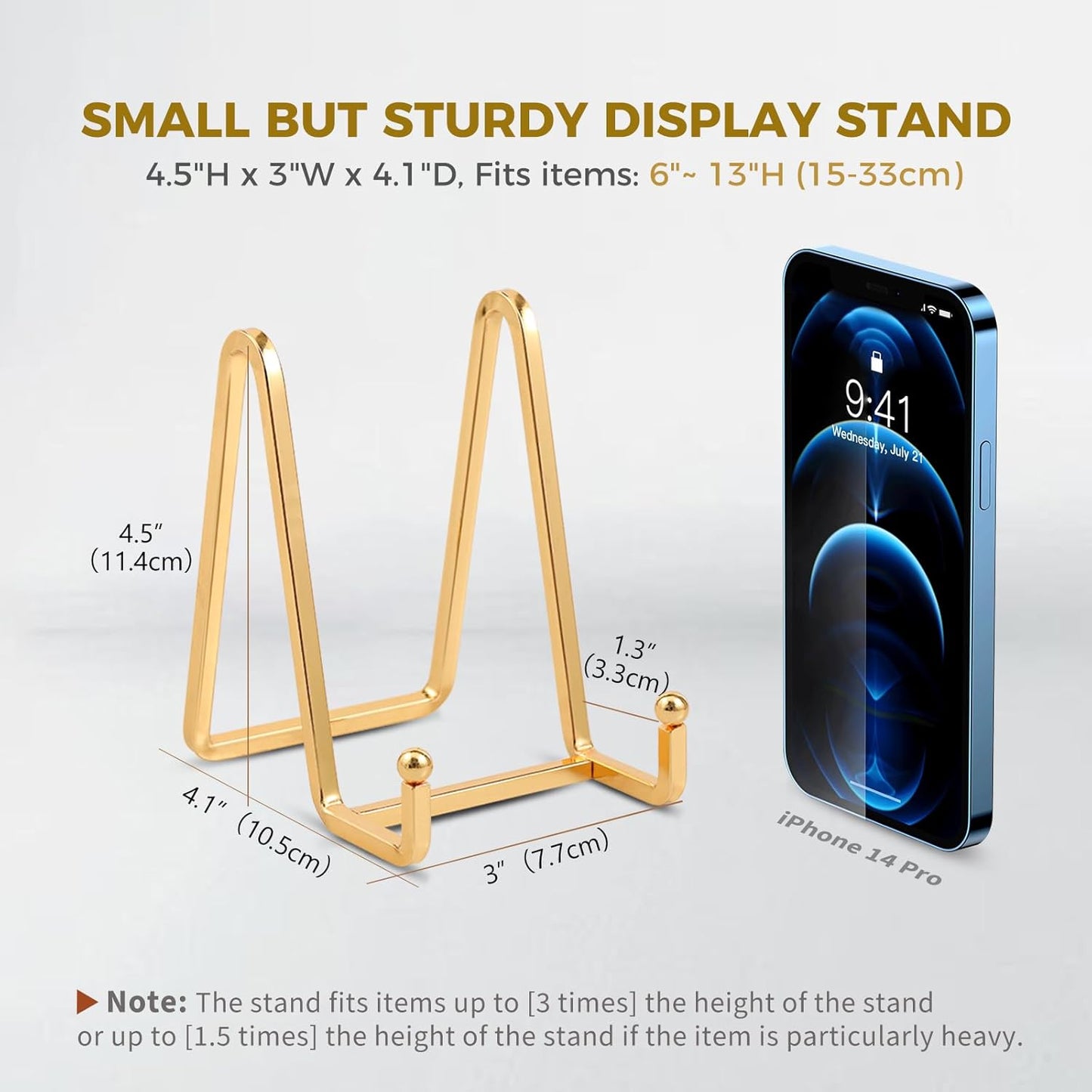 Plate Holder Easel Display Stand - 4.5 inch Metal Plate Stands for Display - Tabletop Picture Stand - Gold Iron Easels for Display Pictures | Photo Frames | Book | Decorative Plates | Plaque -4 Pack