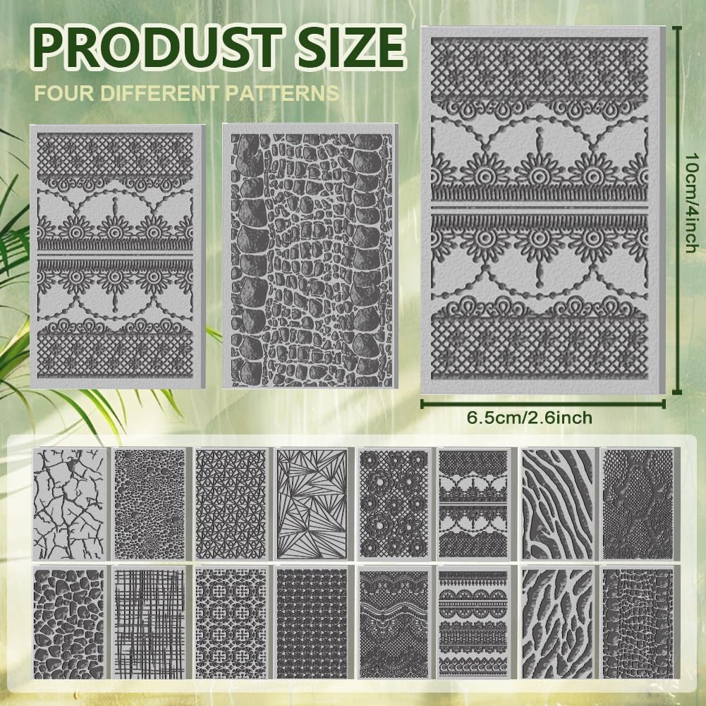 CHGCRAFT 16 Sheets Animal Skin Clay Texture Mat Marble Pattern Polymer Clay Texture Sheets DIY Tools for Pottery Earring Jewelry Making Stamp Engraving Machines, 4x2.6inch