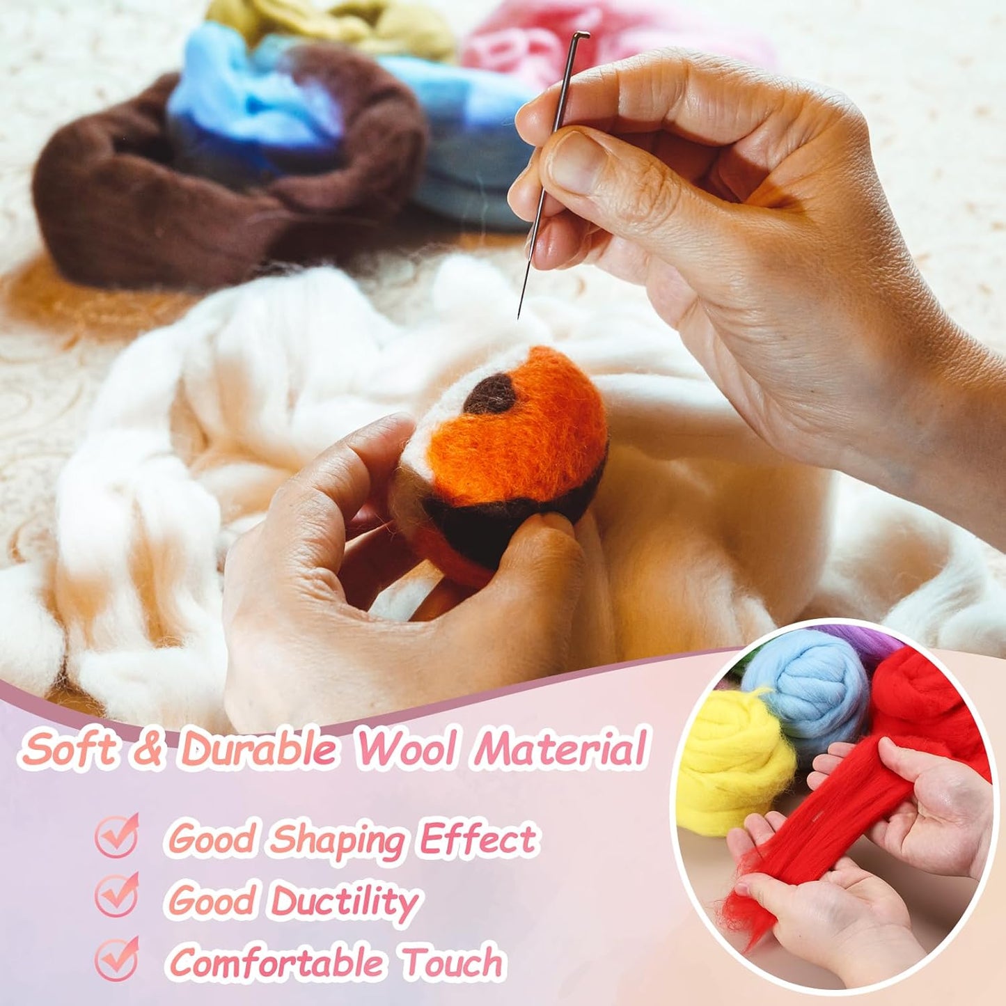 PATIKIL Wool Roving Yarn, 80G/2.82OZ Soft Felting Wool Pure Chunky Roving Yarn Bulk for Needle Felting Knitting Blanket Spinning Weaving DIY Craft, Deep Brown