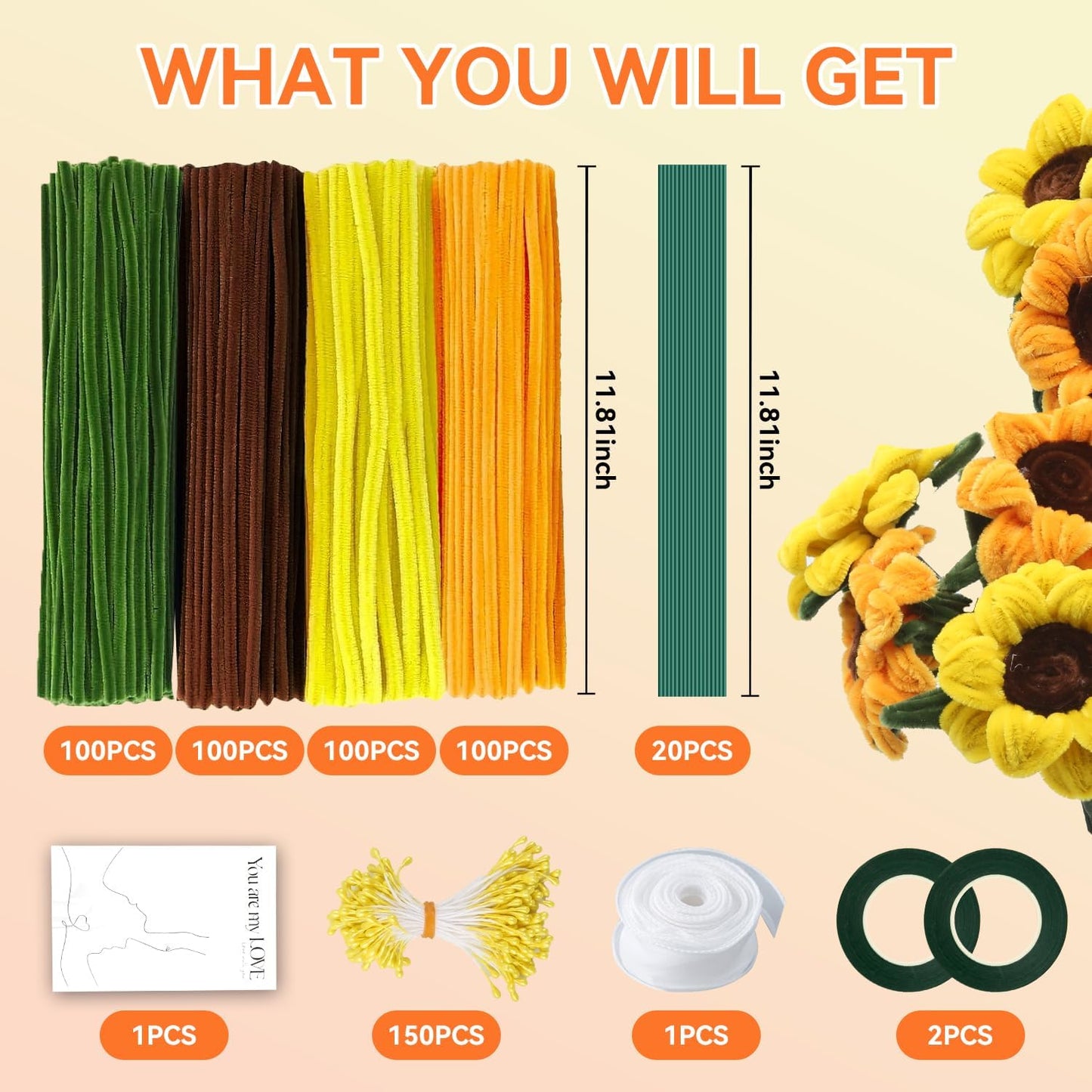 400 Pcs Pipe Cleaners Craft – 4 Colors Chenille Stems for Crafts, DIY Art Supplies, Fuzzy Sticks for Crafting Flowers, Wedding & Valentine's Day Decorations, Kids School Craft Kit