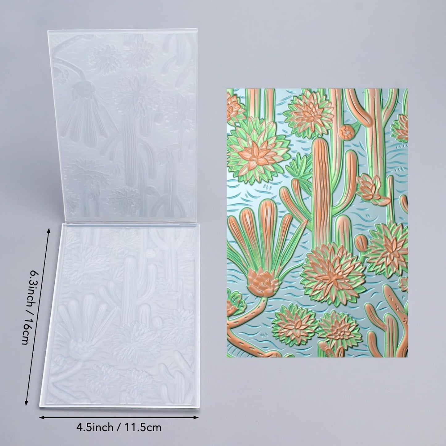 BAOFALI 3D Embossing Folder for Card Making,Beautiful Cactus and FlowerClear Plastic Texture Fades Embossing Folder Template for Scrapbooking Cardstock Album DIY Decoration Paper Crafting 6.3x4.5inch