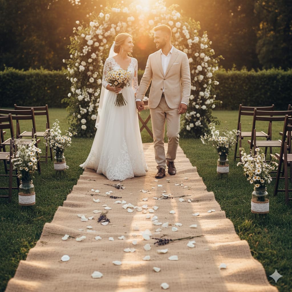 36-Inch Wide x 150 feet Long, Burlap Fabric Roll | 36" by 50 Yards | Non- Fraying| Wide and Tightly Woven | Outdoor Wedding Aisle Runners roll