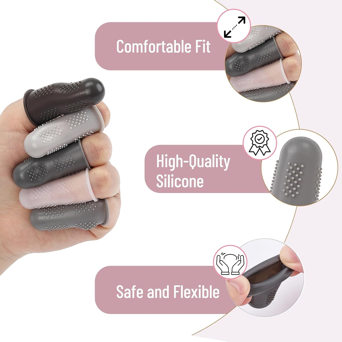 Mr. Pen- Hot Glue Gun Finger Protectors, 24 pcs, Black and White Shades, Silicone Finger Protectors, Rubber Fingers Tips, Rubber Finger Covers, Rubber Finger Tips Protector, Finger Gripper