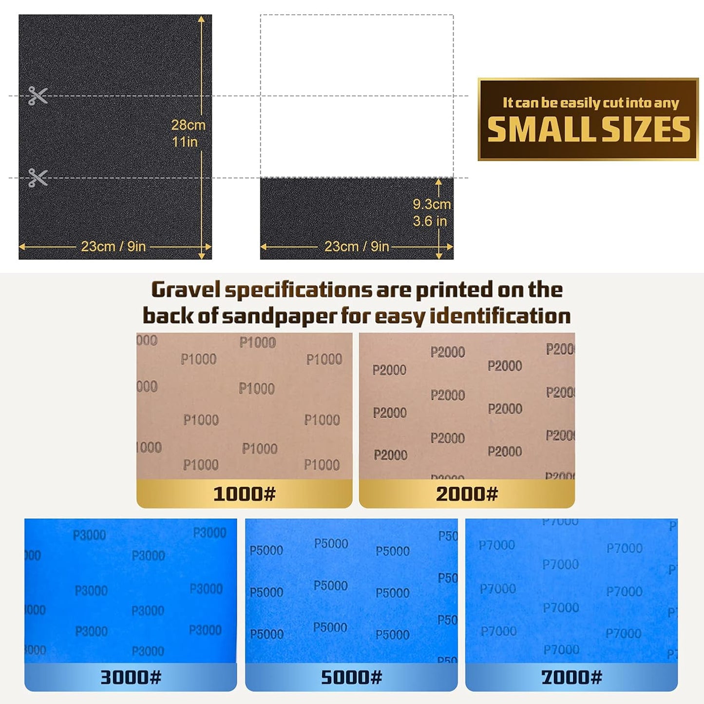 25PCS Sandpaper, Wet Dry Sandpaper, High Grit 1000 2000 3000 5000 7000 Sandpaper Sheets Assortment for Wood Metal Polishing Automotive Sanding, 9 x 11 inches