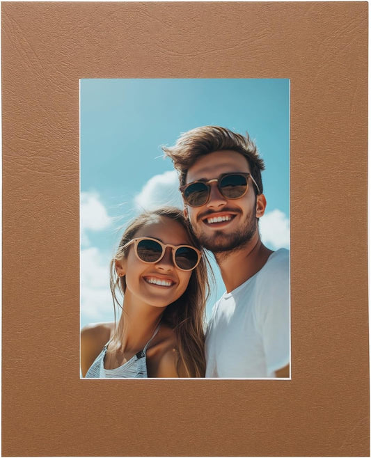 Picture Mats, 8 x 10 for 5 x 7 Pictures Acid Free White Core Bevel Cut Frame Mattes for Display Art Measuring, Dark Brown