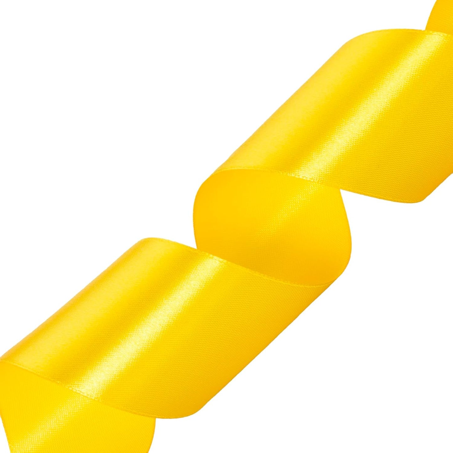 2 Inch Yellow Solid Satin Ribbon, 50 Yards Craft Fabric Ribbon for Gift Wrapping Floral Bouquets Wedding Party Decoration