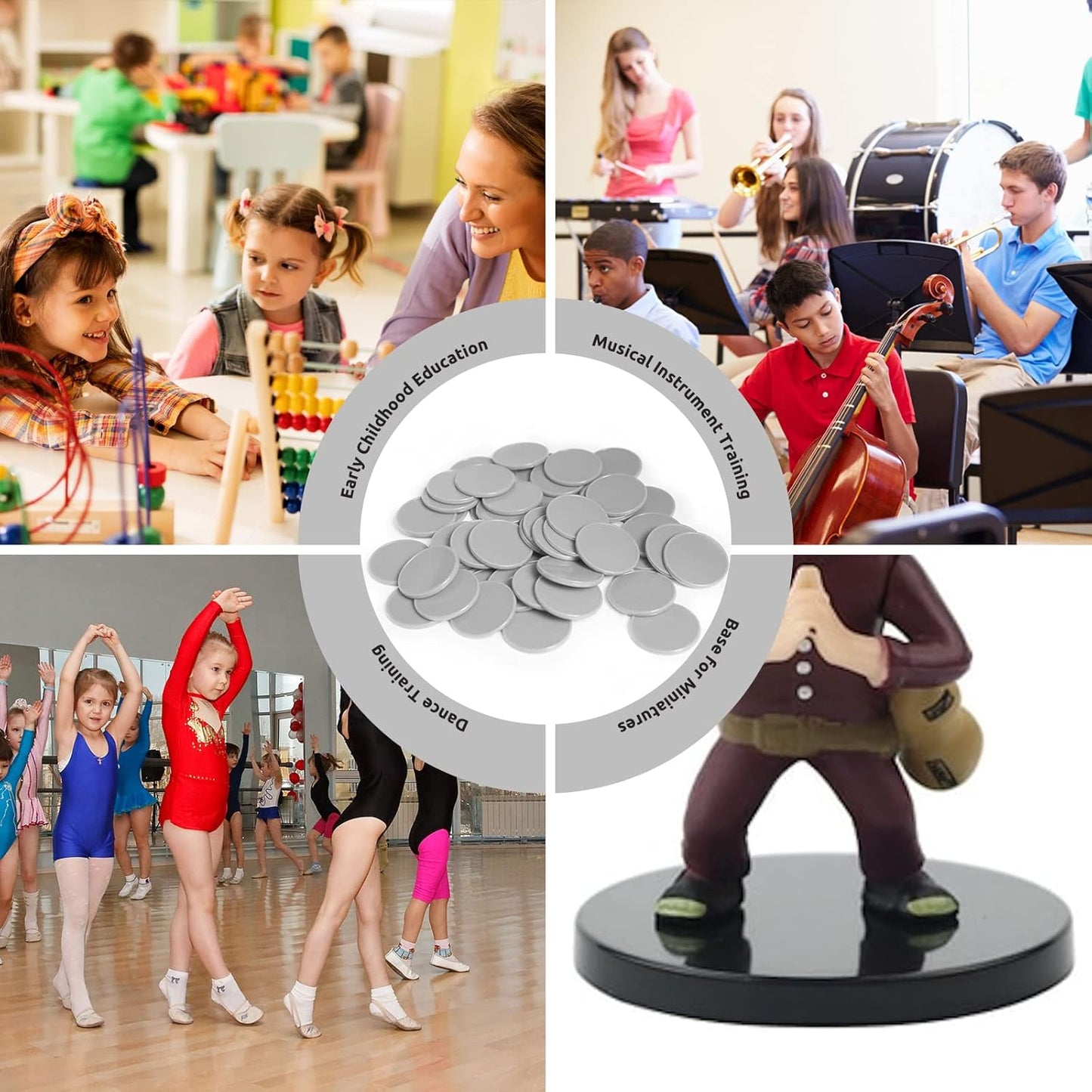 Set of 100 Opaque Plastic Learning Counters Mini Poker Chips Game Tokens with Storage Box (LightGray, 1 Inch)