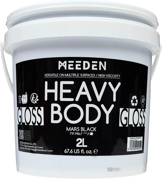 MEEDEN Mars Black Acrylic Paint: 2L/67.64oz Heavy Body Gloss Art Paint - 0.528 Gallon Bulk Thick Black Paints for Canvas Crafts Furniture Painting