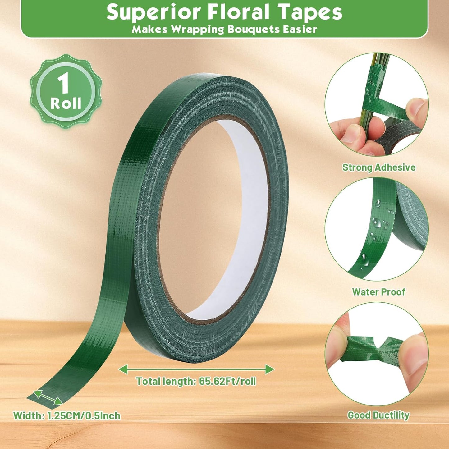 MAPVOLUT Premium Floral Foam Blocks (4 Pack 5.5"x3.1"x1.7") & Waterproof Floral Tape (65ft) - Fast Soak Oasis Foam for Fresh & Fake Flowers, DIY Wedding Centerpieces, Bouquets, Home Decor Crafts