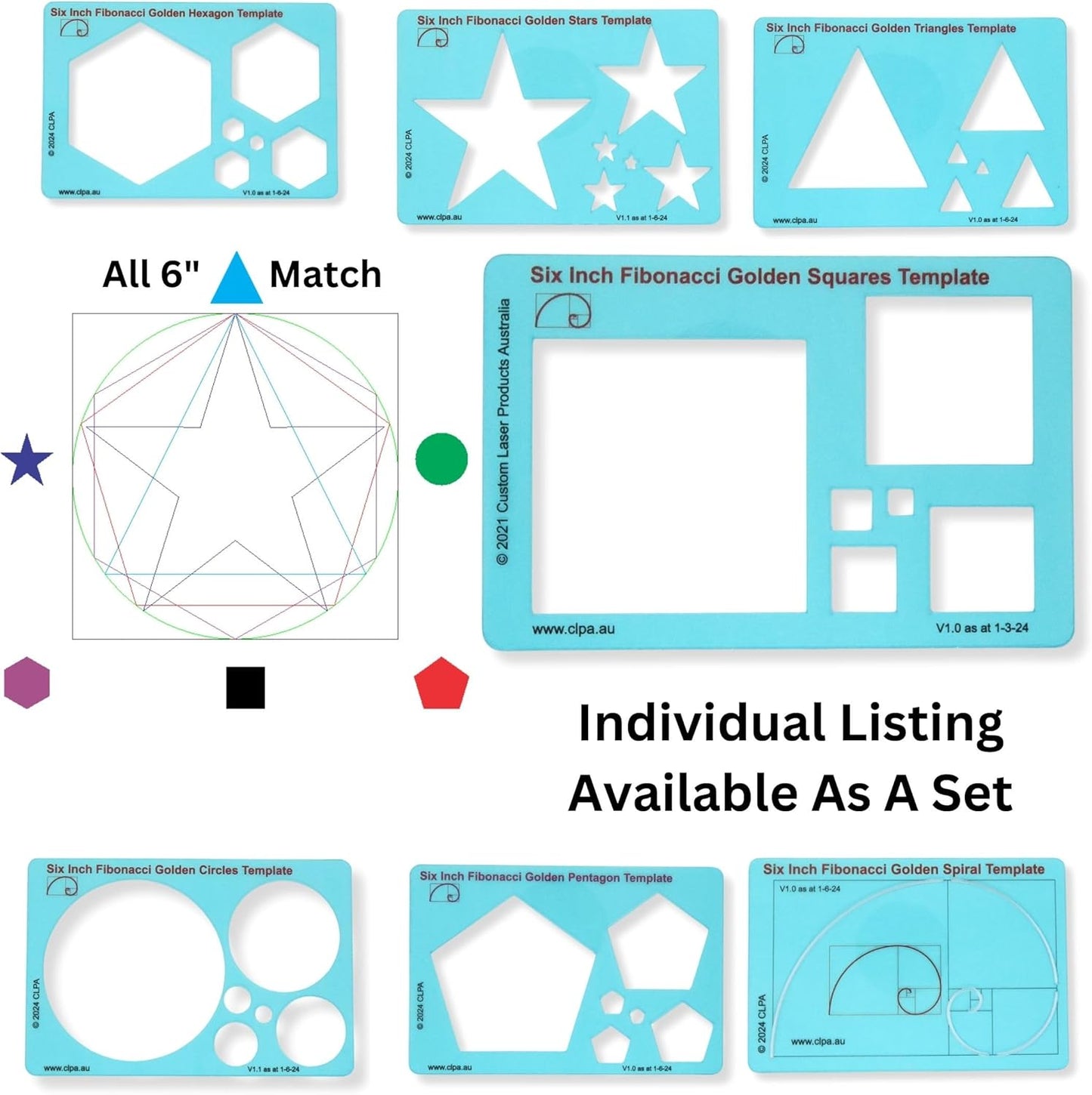 6" Square Stencil Template for Drawing and Drafting: A Fibonacci-Inspired Square Drawing Tool for Artists Allows The Simple Application of The Golden or Divine Ratio for Artistic Design