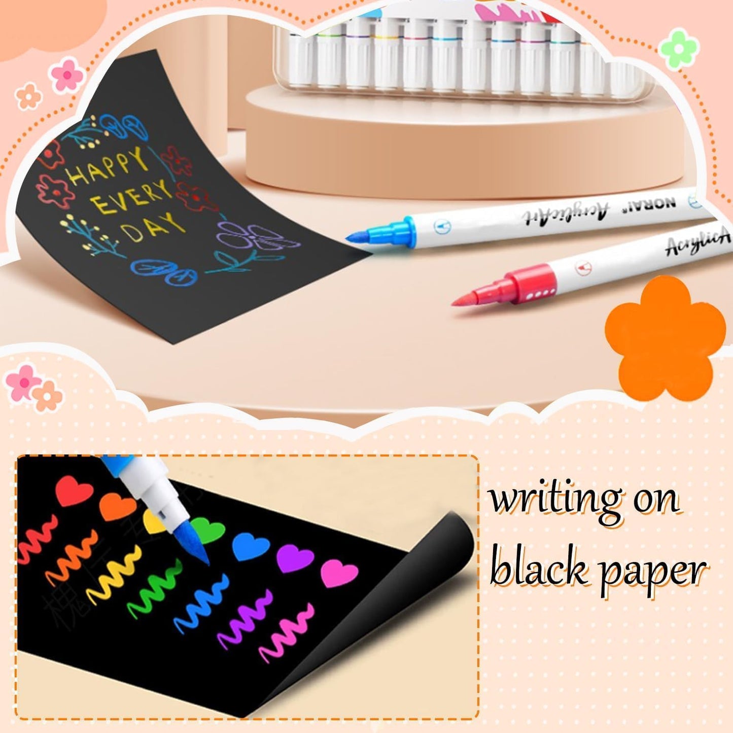 Tommax Acrylic Paint Marker Pens 26 Color, 13pcs 2-headed 2-Color Dual Tip Pens, Point Acrylic Paint Markers for Wood, Canvas, Stone, Rock Painting, Glass, Ceramic Surfaces, DIY