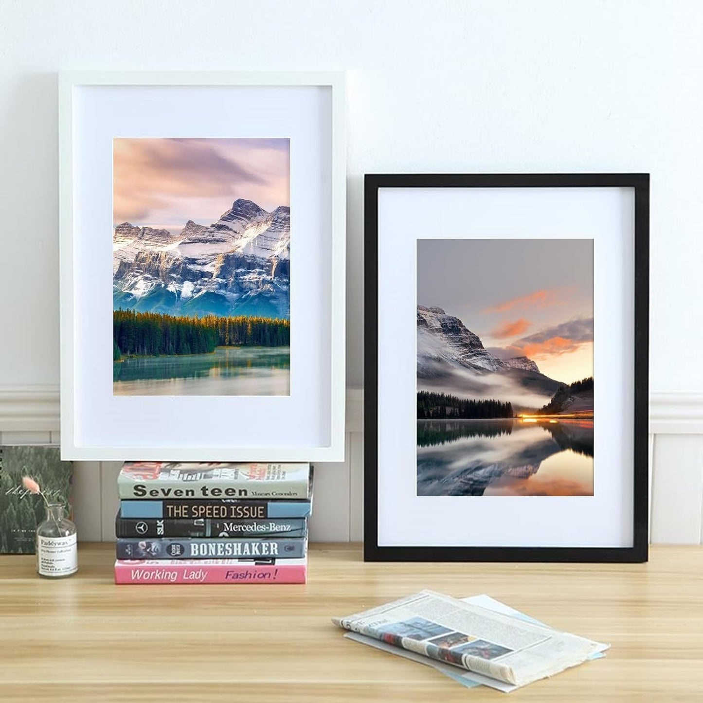 18 Pack Picture Mats, 8x10 for 6x8 Picture Frame Mats, Acid Free Core Bevel Cut Picture Frame Mattes for Photos Artworks Prints (White)