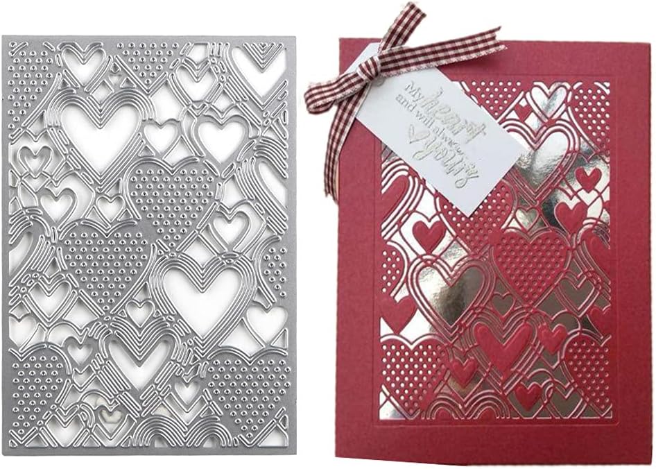 Love Heart Background Frame Cutting Dies,Valentine's Day Love Heart Die Cuts Metal Embossing Stencils Template Mould for Card Scrapbooking and DIY Craft Album Paper Card Decor