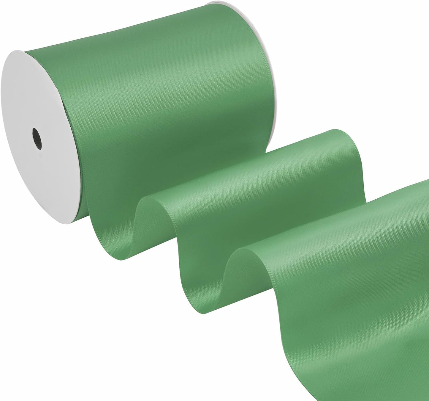 Sage Green Satin Ribbon 4 Inch X 15 Yards Solid Color Double Faced Ribbons Perfect for Crafts Wedding Decor Bow Making Arts Sewing and More