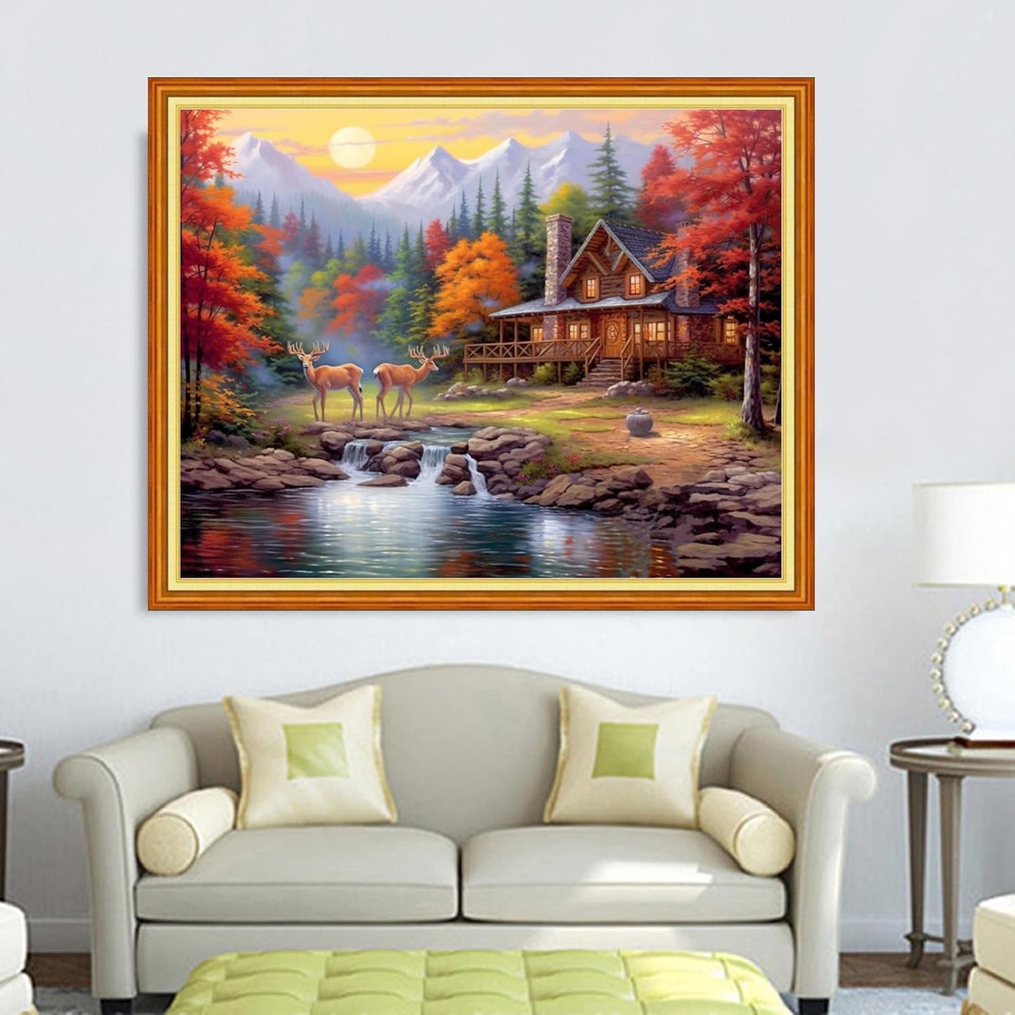 DMCVIVR Stamped Cross Stitch Kits for Adults Beginners Embroidery Kits 11CT Needlepoint Kits Cross Stitch Patterns Embroidery Patterns-Lucky Deer 16x20 inch