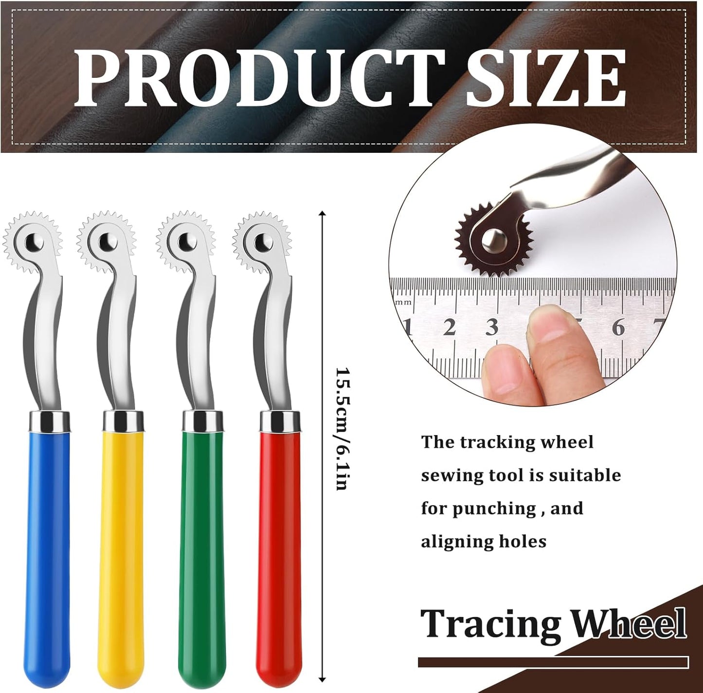Nitlak 4 PCS Tracing Wheel,Tracing Wheel Sewing Tool, Plastic Handle Stainless Steel Pounce Wheel,Tracing Wheel for Sewing Patterns, Leathercraft, Professional Marking Spacer