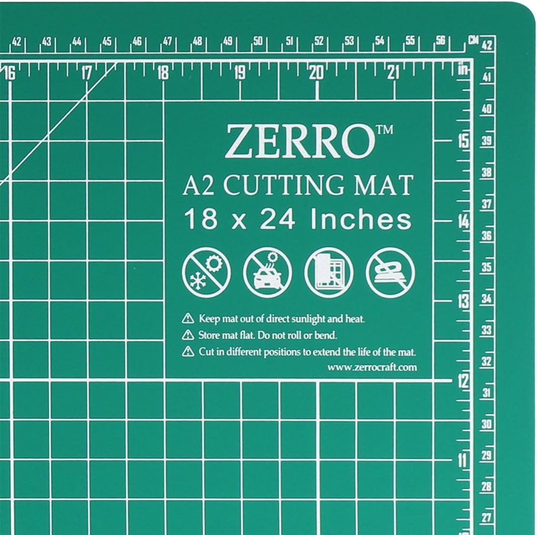 ZERRO Cutting Mat 18" x 24" Self Healing Professional Double Sided Sewing Rotary Mat Thick 5-Layer with Imperial/Metric (A2)