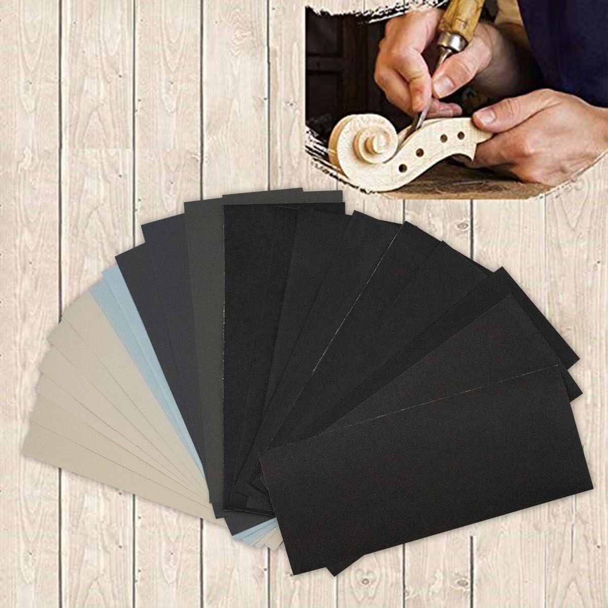 24 Piece Ultra Fine Sandpaper Set 2000/3000/5000/7000/10000/20000 Grit Wet/Dry Sandpaper 9x3.6 Inches, Suitable for Automotive Polishing, Metal, and Wood Turning Finishing.