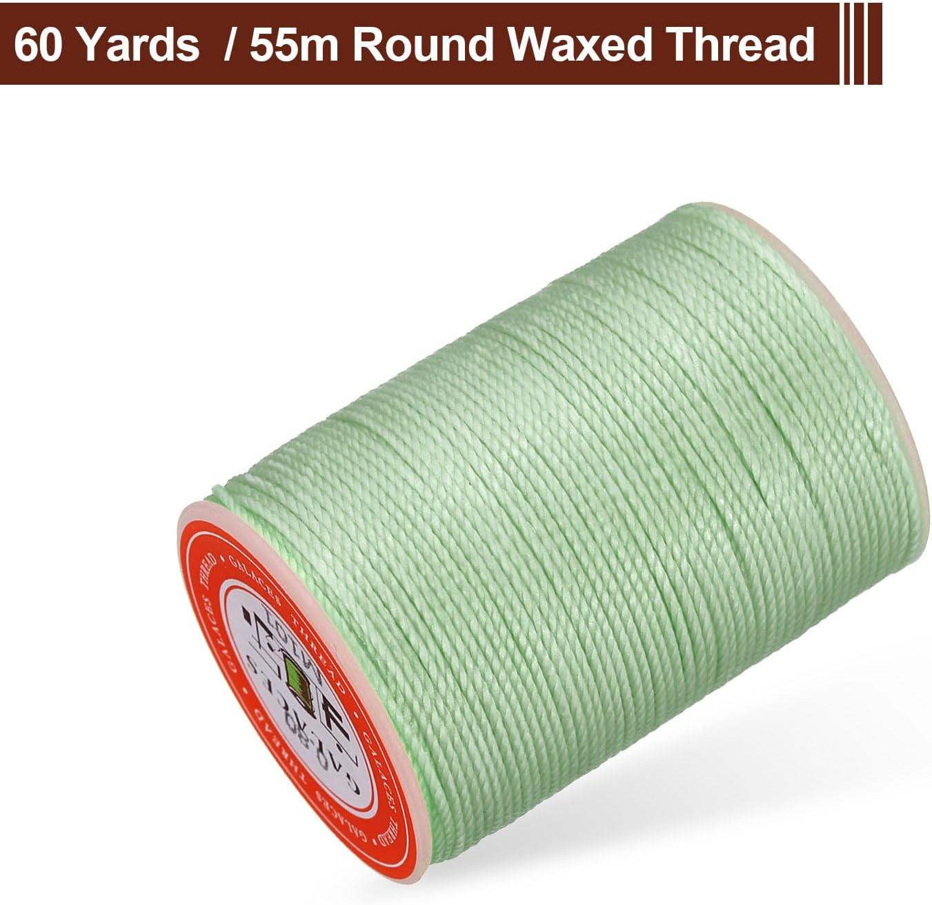 uxcell Round Leather Sewing Waxed Thread, 55m / 60 Yards Wax Polyester String, 0.8mm Waxed Stitching Cord for Leather Crafts, Bookbinding, Bracelets Braided, Mint Green