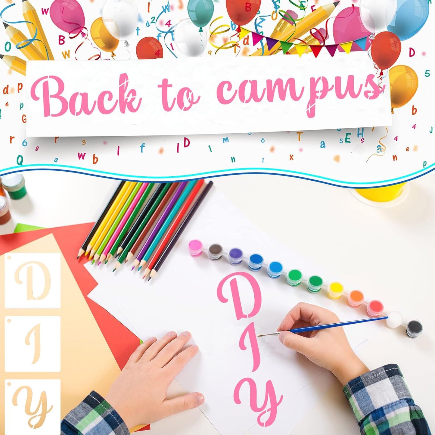 BAMIDELE 1.5 Inch Alphabet Letter Stencils for Painting, 66 Pcs Reusable Plastic Calligraphy Letter Stencils and Numbers Template Kit for Painting on Wood, Chalkboard, Fabric, Door Porch, Wall Art