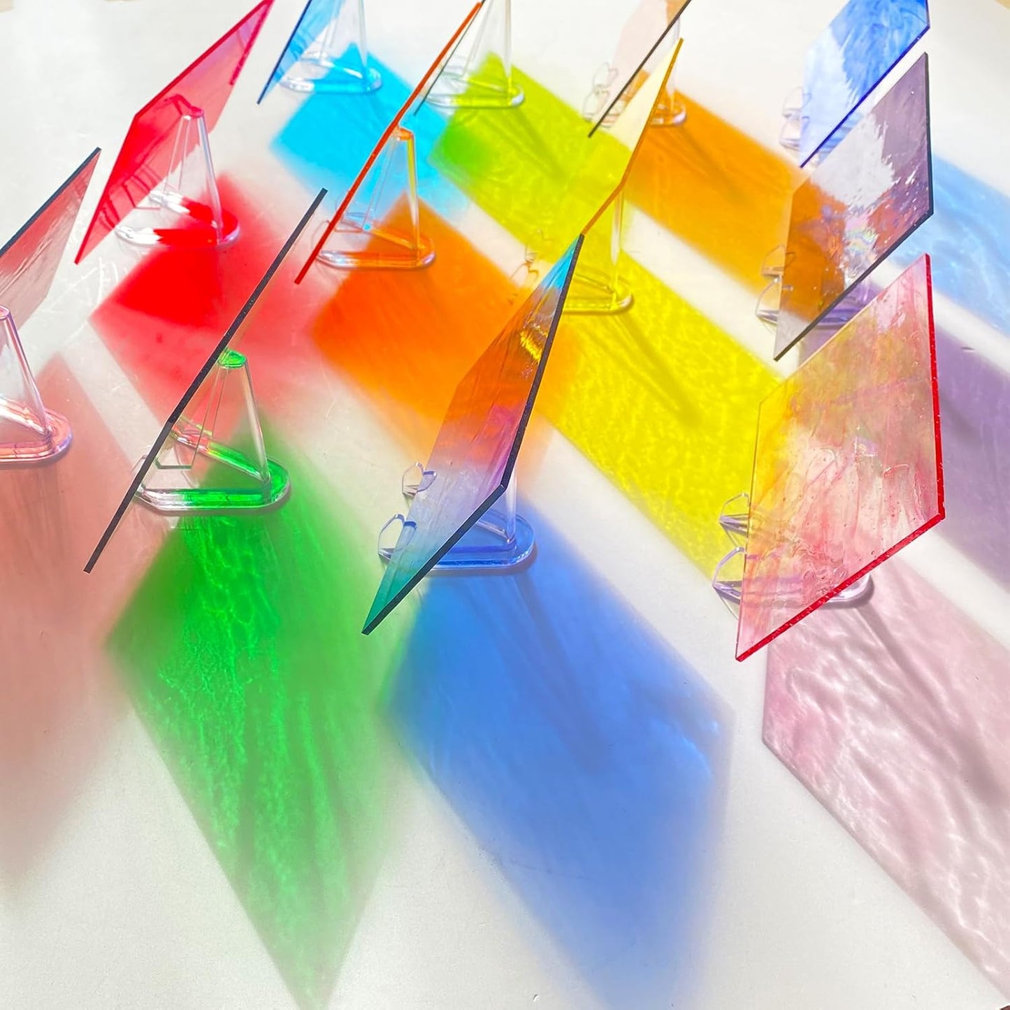 24 Sheets Rainbow Transparent Stained Glass Sheet Value Pack, 6 X 4 inches Cathedral Art Glass Mosaic Tiles for Crafts, Stained Glass Supplies for Stained Glass or Mosaic Projects