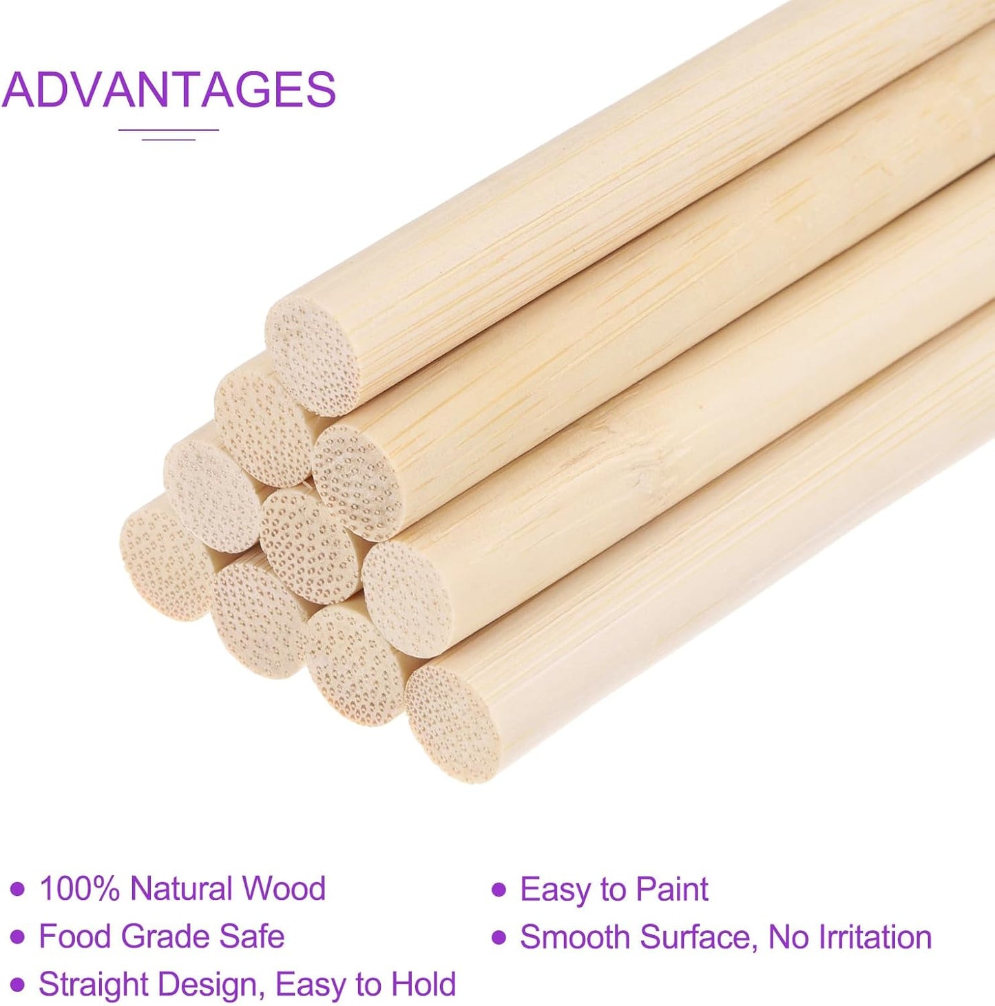 DMiotech 50 Pack 9/32" x 18" Wooden Dowel Rods Unfinished Natural Sticks Wood Craft Sticks for Home Decor Projects and Making DIY Craft,Wood Color