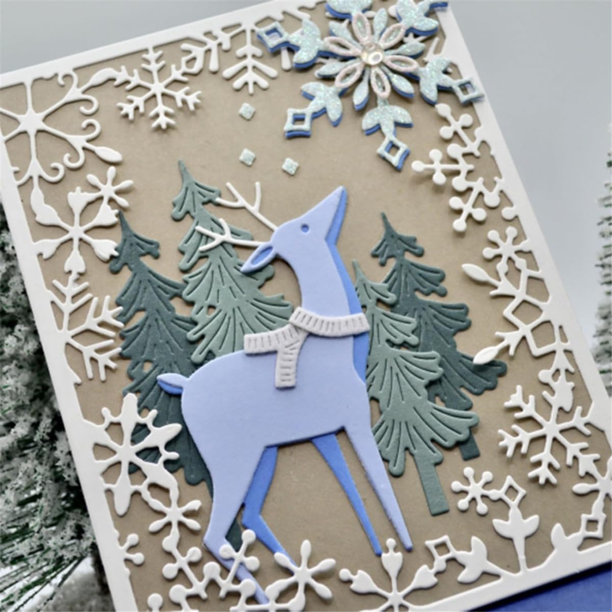 Mvchifay Cutting Dies Happy Birthday Metal Stencils Scrapbooking Tool DIY Emboss Paper Card Making (Snowflake Frame-11x14cm)