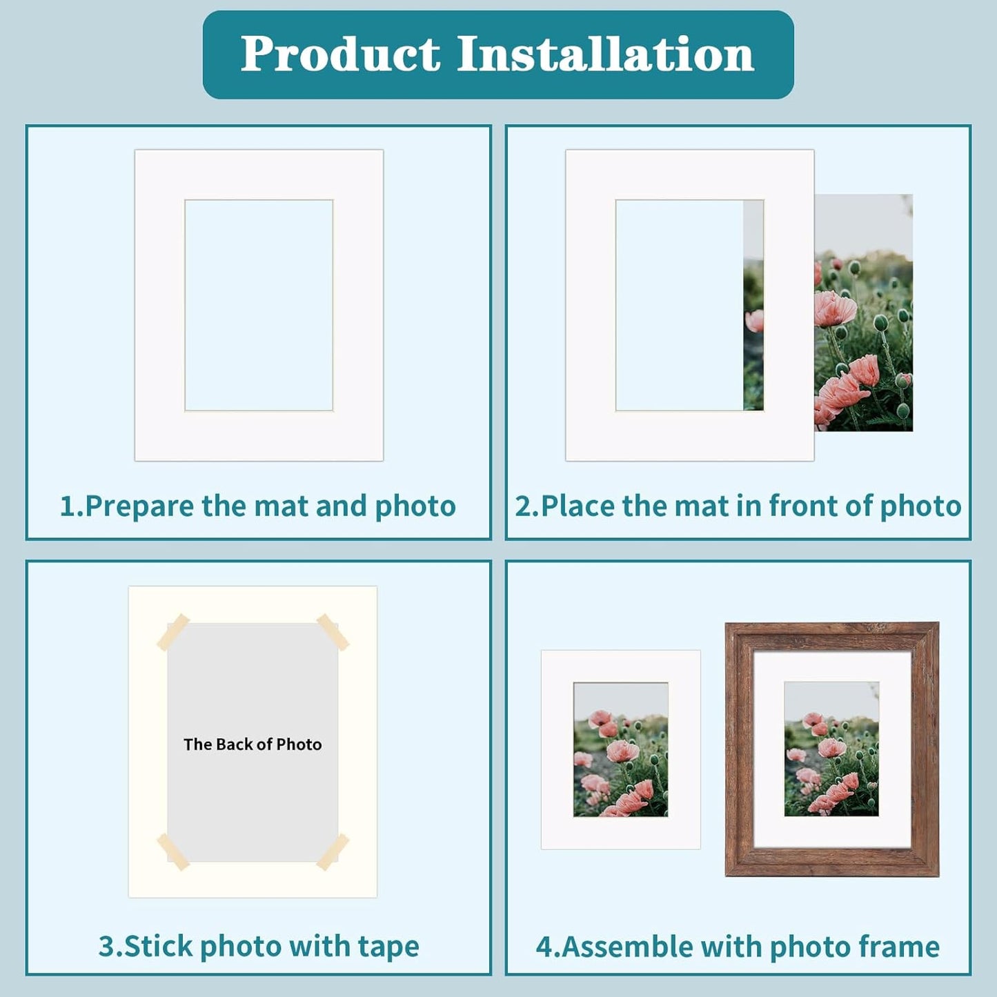 ZBEIVAN 12 Packs White and Black Colors 8x10 Picture Frame Mats for 5x7 Photos, Artworks and Prints, White Core Bevel Cut Frame Mattes