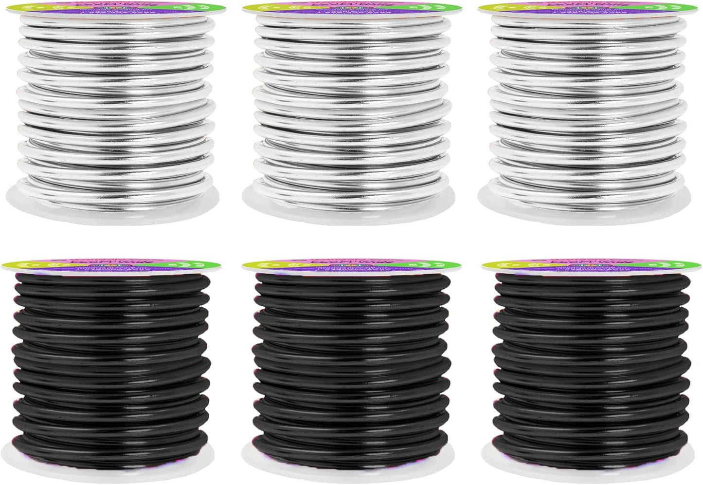 Mandala Crafts 8 Gauge Anodized Aluminum Craft Wire for Jewelry Making - 120 FT Colored Flexible Silver Black Wire - Bendable for Bonsai Armature Crafting Sculpting