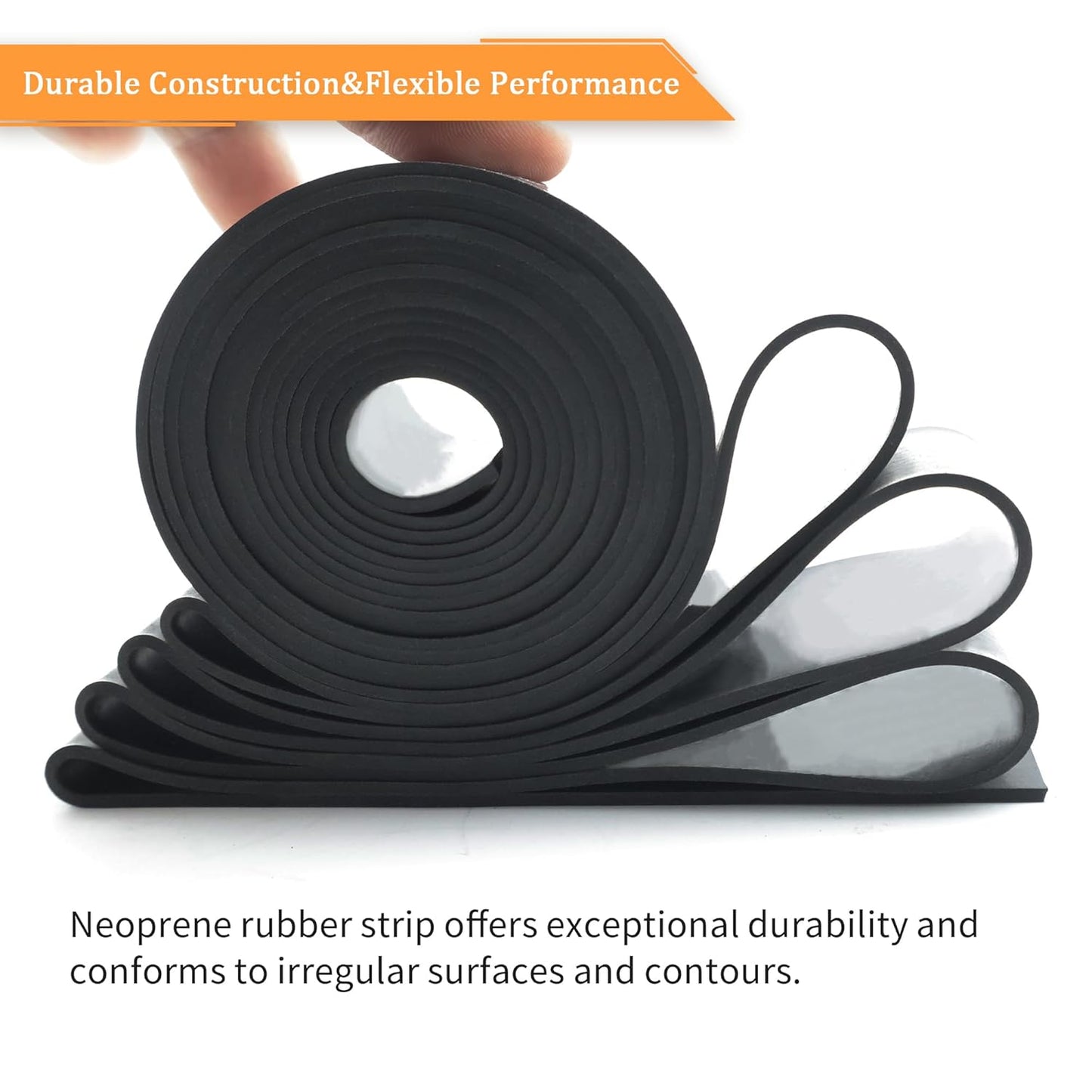 DOBTIM Neoprene Rubber Strips 1/4 (.250)" Thick X 2" Wide X 5' Long, Solid Rubber Rolls Use for Gaskets DIY Material, Supports, Leveling, Sealing, Bumpers, Protection, Abrasion, Flooring, Black