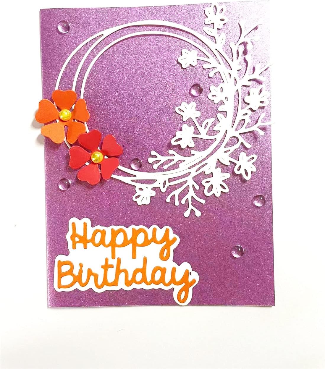 Mvchifay Cutting Dies Happy Birthday Metal Stencils Scrapbooking Tool DIY Emboss Paper Card Making (Wreath-11.2x11cm)