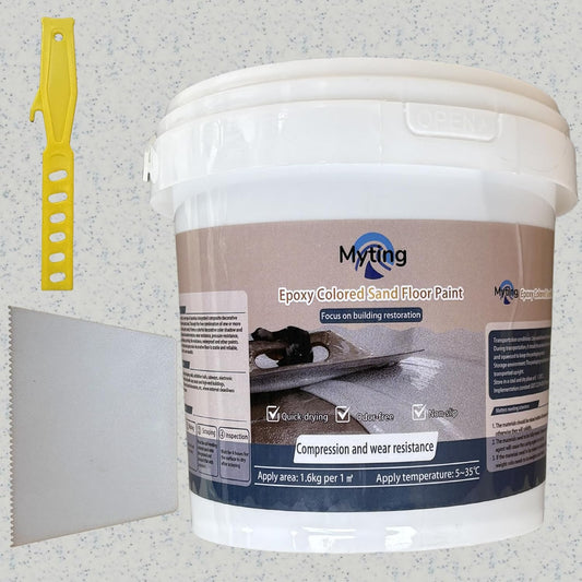 Epoxy Colored Sand Floor Paint, Epoxy Floor Paint High Gloss Marble Effect Coating for Indoor and Outdoor, Wear-resistant and non-slip Self-leveling Coating Yellow 35OZ(1KG)