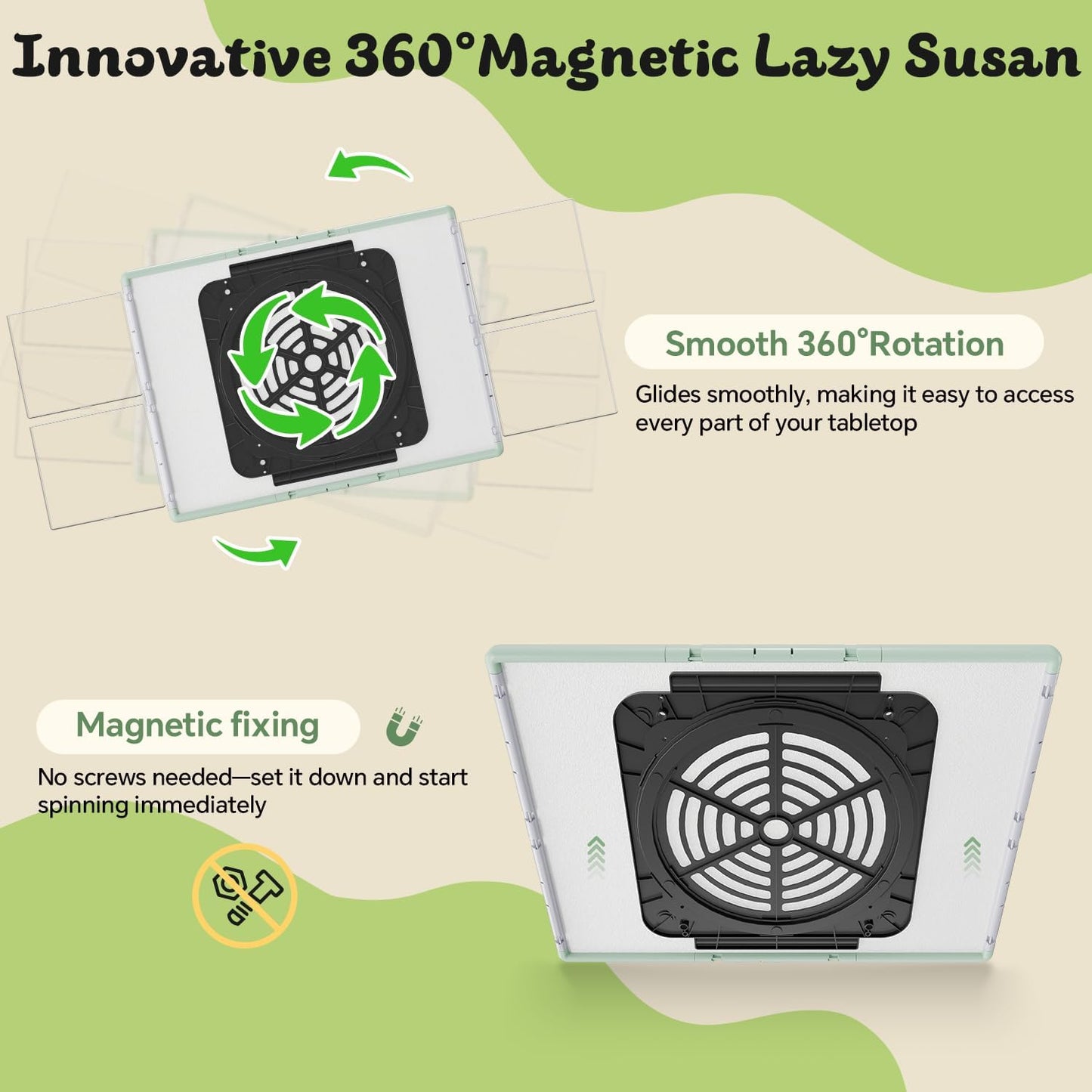 2000 Pieces Puzzle Board 3-in-1 Double-Sided & Rotating & Tilting, Plastic Puzzle Table with Sorting Boxes and PVC Cover, Portable Lazy Susan Jigsaw Puzzle Board for Adults, Gray Green